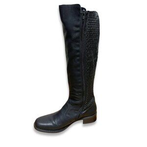 Rieker Tall Black Boots Woven Stretch Calf Lightweight Comfort Boots EU 38 (US 7